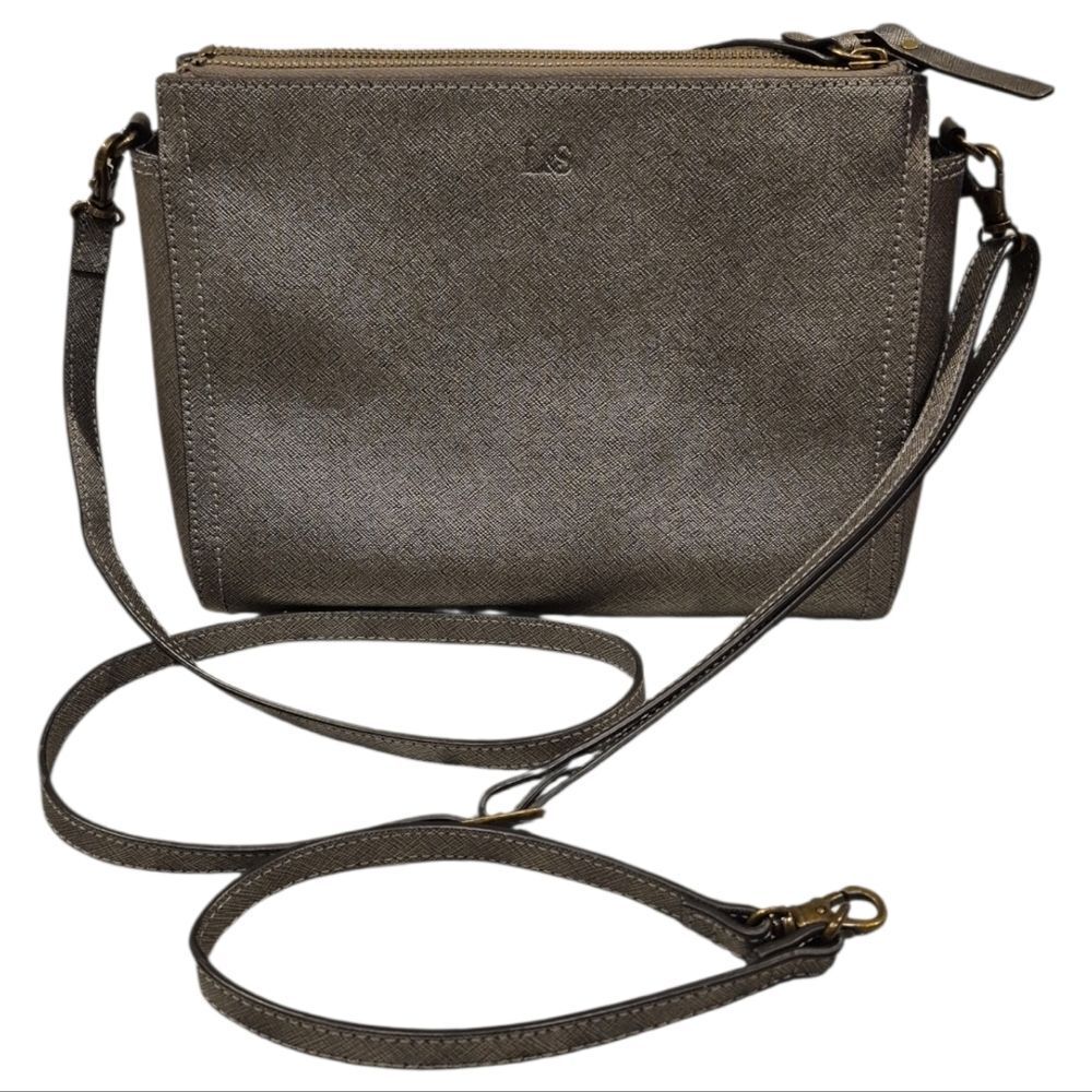 Lo & Sons Pearl Bag Saffiano Leather Graphite Exterior / Brass Hardware